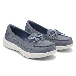 Skechers On-The-Go Boat Shoes Womens Size 8.5 Riviera Flex Comfort Blue Chambray
